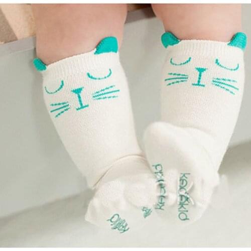 Unisex Baby Girls socks floor sock boys Infant Cotton Printed Cute Cat Anti-slip Soft Knee Socks Slipper baby winter fox socks