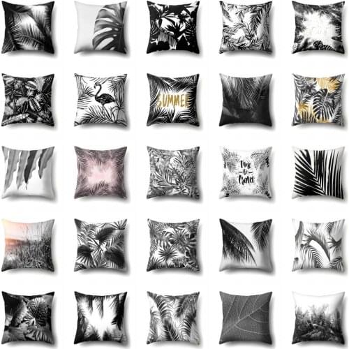 Throw Pillows Black and White Pillowcase Leaves Pillow Cover Pillow Case Car Sofa Cushion Cover Stylish Outdoor Cushions Home 45