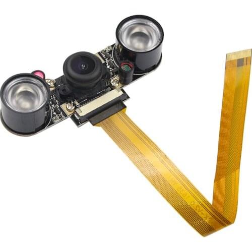 FFYY-Raspberry Pi Zero Night Camera + 2Pcs IR LED 5MP Camera Module For Raspberry Zero Wide Angle Fish Eye Webcam