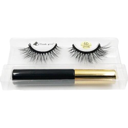 Flash Girl wispy eyelashes 5D-W06 eyelashes soft mink magnetic eyelashes and eyeliner suit eyelashes