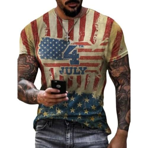 Summer American Flag Classic 3d Print Men T Shirt Fashion Street Style Sports Short Sleeve Men Tees Oversize Breathable T Shirt