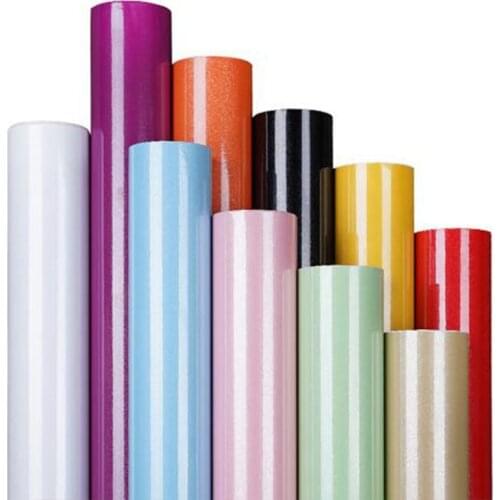 Glossy PVC Decorative Film Self adhesive Wallpaper Modern Furniture Renovation Stickers Kitchen Cabinets Waterproof Wall paper