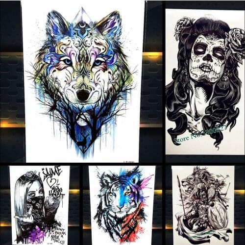 Indian tribal Warrior Waterproof Tattoo Sticker PAQ-H856 Men Totem Armband Fake Tattoo Body Arm Art Wolf Flash Temporary Tattoo