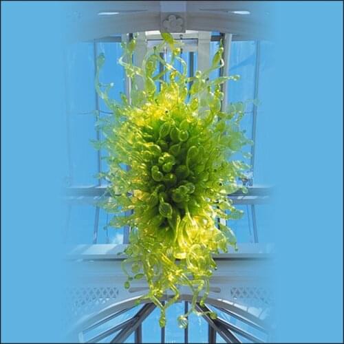 Custom Decorative Foyer Decor Green Blown Murano Style Glass Hanging LED Pendant Lights