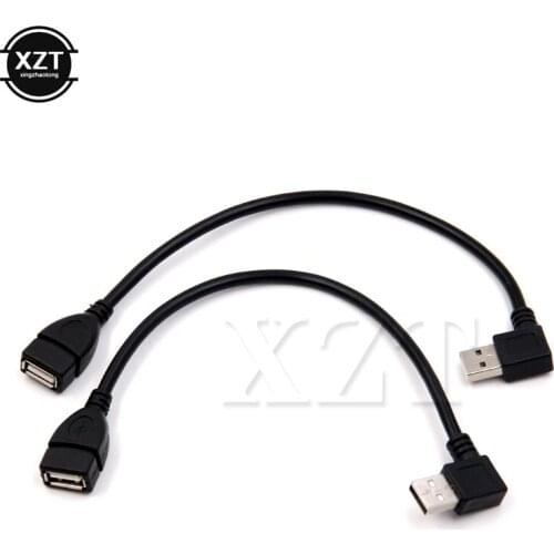 2pcs Left/Right Angled 90 Degree USB 2.0 Type A Male to Female M/F Extension usb data Cable Cord High Quality Black