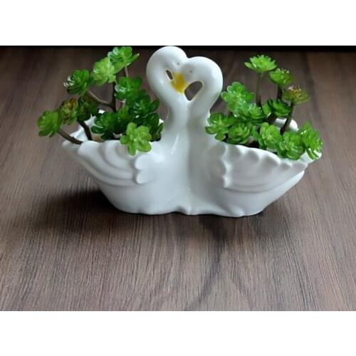 Lovers Swans Plant Pots Decorative Couples Swan Ceramic Vases Desk Decoration Porcelain Flower Pots Floral Vase Modern Decor
