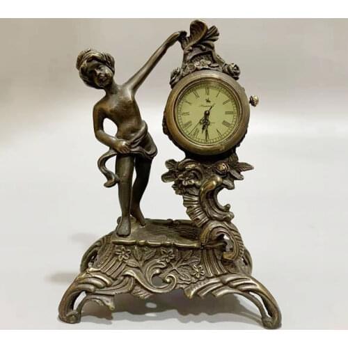 Classic 1886 antique craftsmanship mechanical clock all copper European-style table clock home office desk decoration gift
