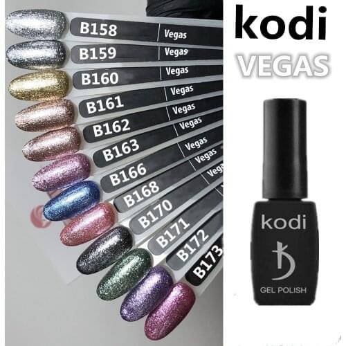 Kodi Gel 12 ml Glitter Gel Nail Polish Semi Permanent Silver Nail Art Varnish Base Top Coat Soak Off Nails UV Led