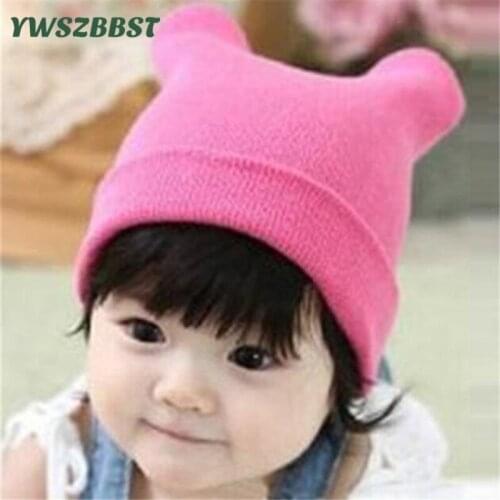 Fashion Knitted Baby Hats Kids Girl Hat Cute Caps Spring Autumn Winter Warm Boys Hat 5M-3Y Children Cap