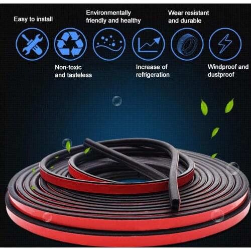 5M10M Car Door Seal Strips Sticker B Type Weatherstrip Car Rubber Seal Sound Insulation Sealing Automobiles Interior Accessories