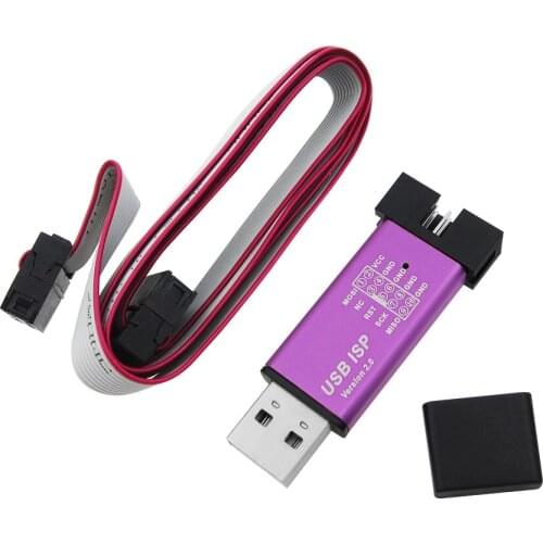 New 5 Set=5pcs USBASP USBISP AVR Programmer + 5pcs Download Cabels, USB ATMEGA8 ATMEGA128 Support Win7 64K with Cover