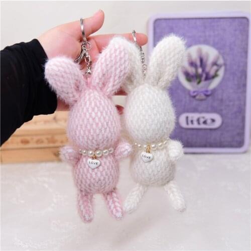 Very soft new Cute Stylish Cute girly heart bunny Popular rabbit pendant Exquisite Keychain Soothing doll christmas gift