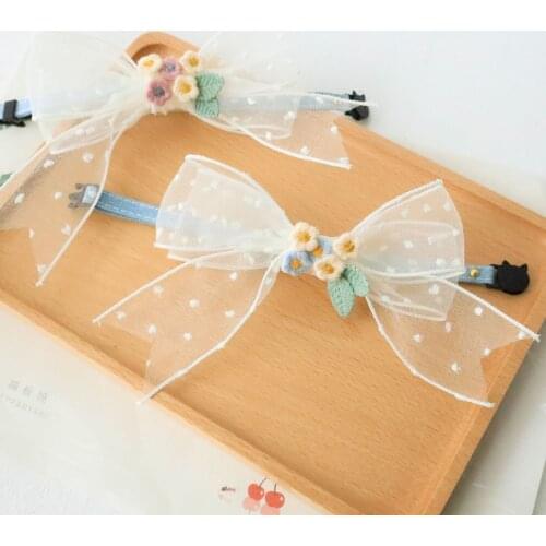 Flower Safety Clasp Cat Necklace Dog Bow Lace Collar Adjustable Anti-suffocation Neck Circumference Pet Photo DecorAccessories