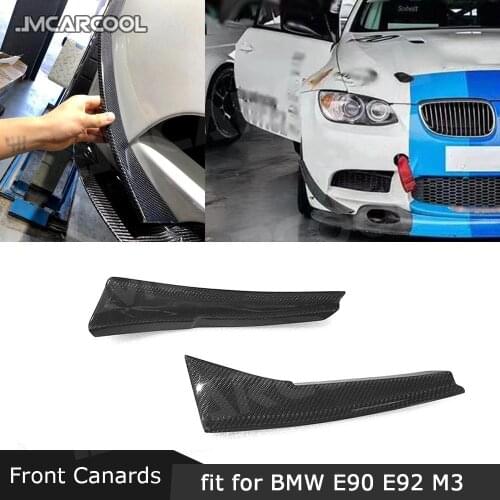 Carbon Fiber/FRP Front Canards Winglets for BMW 3 Series E92 E93 M3 2008-2013 2PCS Fiber glass Fins Shark Stickers