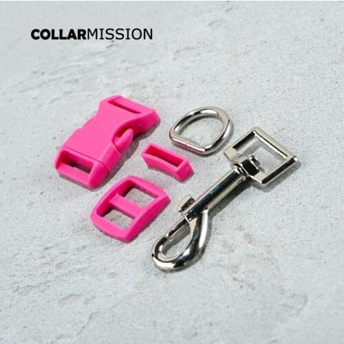 Plastic buckle+Tri-Glid+square keeper+D ring+metal dog clasp/set)Multiple pieces of 20mm rose DIY dog collar accessories