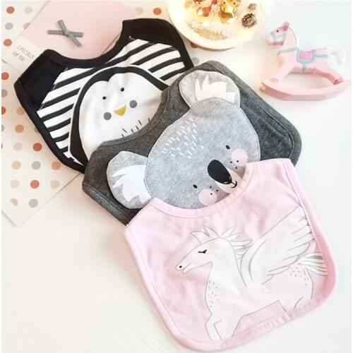 INS Korean Fake Collar Baby Saliva Towel Anti-dirty Bib Cartoon Cute Animal Babies Burp 0-3T Baby Accessories