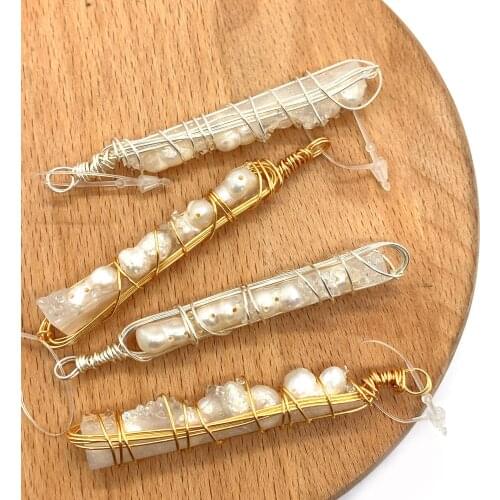 1pc Natural Freshwater Pearl Pendants Geometric Cylindrical Irregular DIY for Making Necklace 10x50-10x59mm Size Whosale Price