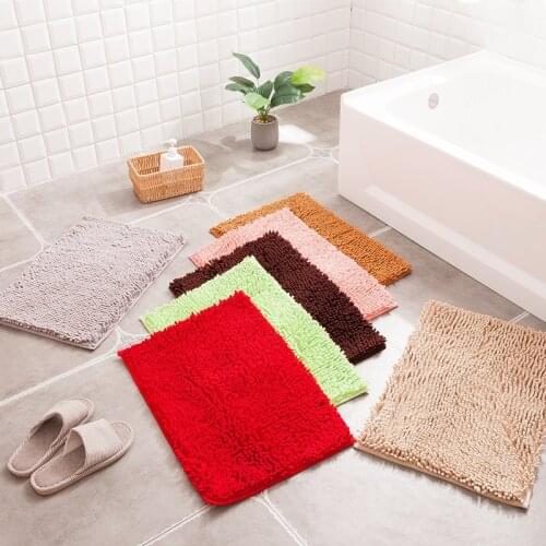 Chenille Pure Color Bathroom Anti-Slip Mat Nordic Simple Absorbent Rugs Bedroom Kitchen Floor Mat Door Mat Carpet