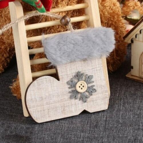 Christmas Tree Pendant Hanging Decoration Bells Stars Glove Boots Hat Socks Wooden Buttton Wool Xmas Crafts Warm Decor
