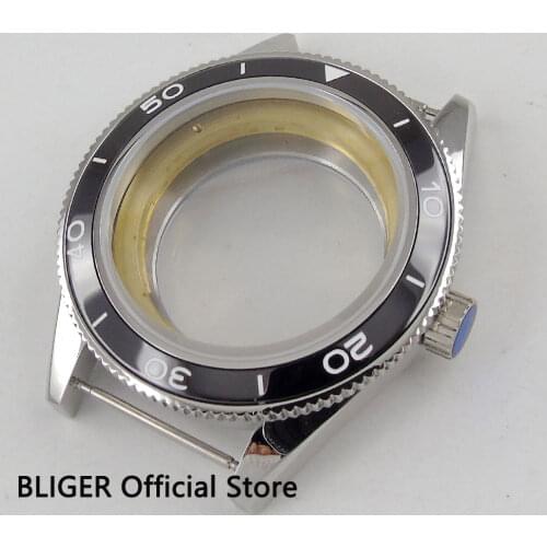 Sapphire Glass 41MM Sterile Stainless Steel Black Ceramic Bezel Watch Case Fit For ETA 2836 Automatic Movement C72