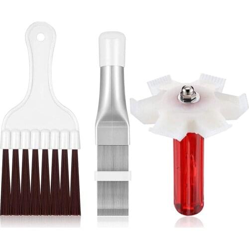 3 Pieces Air Conditioner Condenser Fin Cleaner Brush, Condenser Fin Straightener Cleaner Set for Air Conditioners