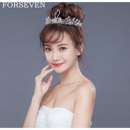 Rhinestone Swan Crown Princess Bridal Tiaras Rhinestone Pearl Crown Tiara Wedding Hair Accessories Pearl Headdress