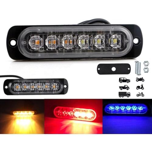 Strobe Emergency Lights For Trucks 6 Chips LED Lighting Bar Orange Grill Breakdown Flashing 12/24V Amber Led For Recovery Car
