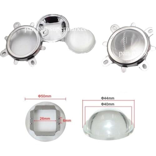 5Set 44mm Glass LED Lens 60 Degree Beam Angle + 50mm Reflector Collimator + Fixed Bracket for 20W 30W 50W 100W High Power LED