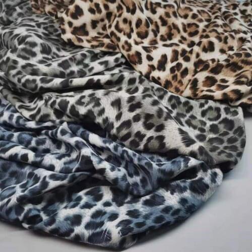 On Sale Leopard Stretchy Chiffon Fabric Sewing Summer Autumn Dress Material DIY Textile
