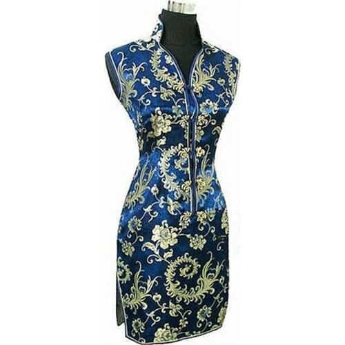 V-neck Vintage Button Women Qipao Tight Classic Vestidos Sleeveless Sexy Short Cheongsam Mandarin Collar Mini Chinese Dress