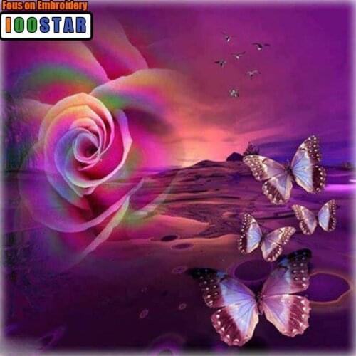 100% Full 5D Diy Daimond Painting Rose&Butterfly 3D Diamond Painting Full Round Rhinestones Diamant Painting Embroidery Decor