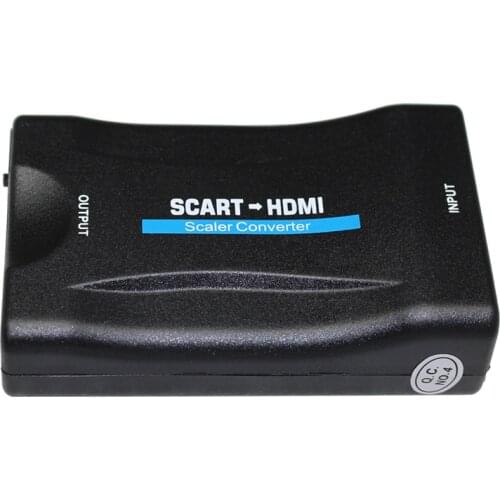 1080P SCART To HDMI Converter Video Audio Upscale Signal Adapter Converters With Charging Adapter Cable for Sky Box DVD STB