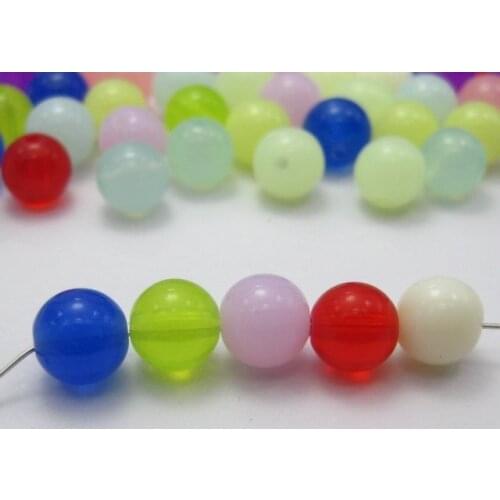 200 Mixed Color Acrylic Round Beads 8mm Jelly Tone Smooth Ball