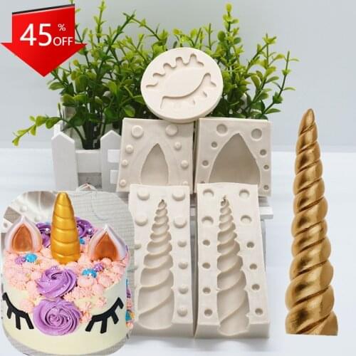 3D Unicorn Horn Ear Silicone Resin Mold DIY Cake with Ears and Eyes Set Fondant Moulds Chocolate Decoration Kitchen Baking Tool