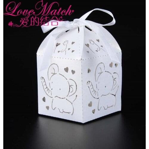 50Pcs Baby Elephant Laser Cut Party Favor Box,Kids Birthday Party Decorations,Baby Shower Party Supplies Gift Box for Christmas