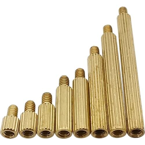 50Pcs/lot M2 Round Male Female Thread Brass Round Standoff Spacer Screw PCB Pillar 3mm-30mm