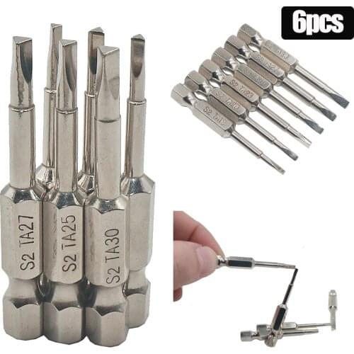 6pcs 50mm Magnetic Triangle Screwdriver Bits S2 Steel 1/4 inch Hex Shank Screwdriver Bit Set DIY Hand Tools