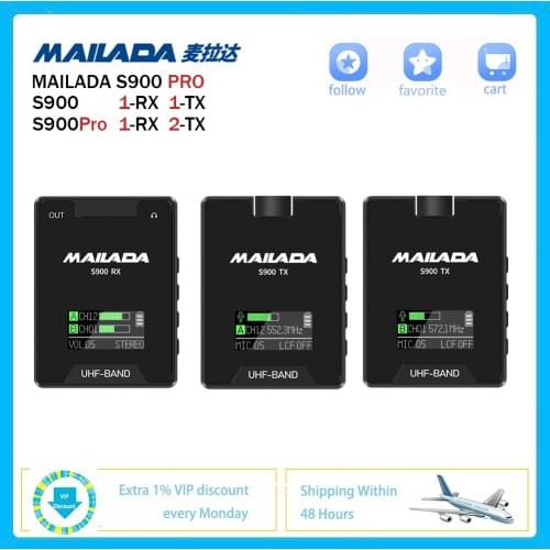 Mailada S900 Pro UHF Wireless Microphone TX RX For DSLR Smartphone Vlog Interview iPhone Android PK Rode Comica Saramonic BOYA