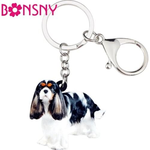 Bonsny Acrylic Cavalier King Charles Spaniel Dog Key Chains Keychains Rings Jewelry For Women Girls Lady Purse Charms Animal Pet