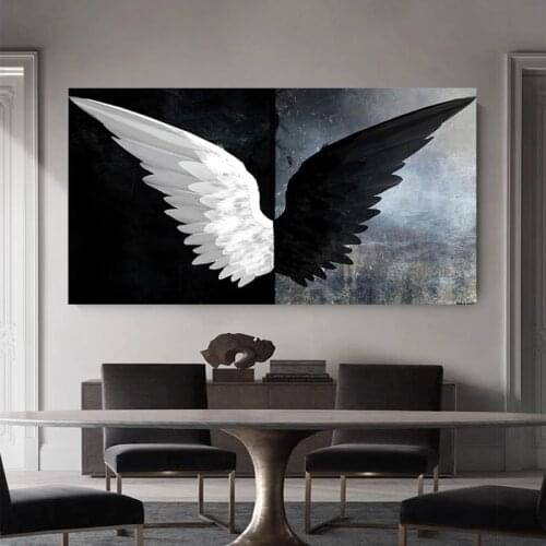 Black and White Angel Wings Canvas Paintings Posters and Prints Modern Art Pictures Modern Style Murals Living Room Home Decor
