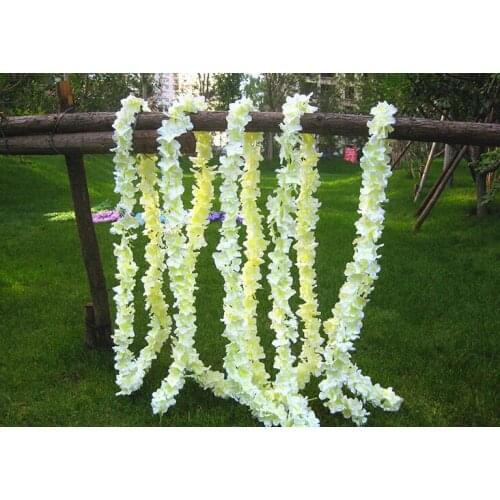 Long Artificial Silk Flower 80"(2meters) Hydrangea Wisteria Garland For Garden Home Wedding Decoration Supplies 8 Colors HW011