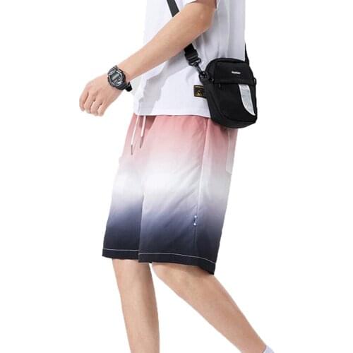 ERIDANUS Summer New Casual Shorts Men Three-color Gradient Trendy Mid-Waist Straight Tether Gradient Couple Cargo Shorts MKD075