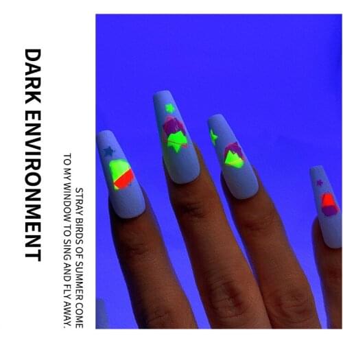 Fluorescent Color Five-Pointed Star Bow Pattern Nail Stickers Adhesive Nail Art Decorations Nails Polish Wraps SK88