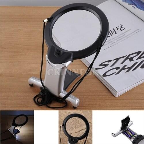 DHL 20PCS LED Light Magnifier Neck Hang Magnifying Glass Loupe with Hard Resin Lens 11B-1