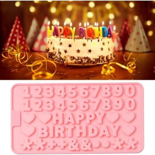 Letters Happy Birthday Fondant Mold Multipurpose for Baking Fondant Cake Crystal Epoxy Non-Stick DIY Mould Home Kitchen
