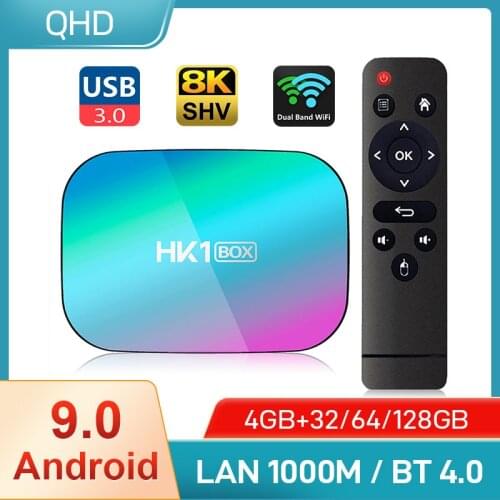 HK1BOX Android 9.0 Smart TV Box QHDTV S905X3 Quad Core Max Support 4GB 128GB Android TV Box 2.4G 5G Dual WiFi 8K HK1 Set Top Box