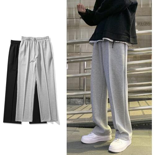 Nice Velvet Sweatpants Mens Fashion Casual Wide-leg Pants Men Streetwear Loose Straight Trousers Mens Joggers Track Pants S-2XL