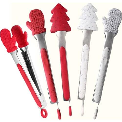 Justdolife Kitchen Tong Silicone Locking Cute Food Tong Serving Tong Kitchen Cooking Salad Serving BBQ Tongs Clip Cramp