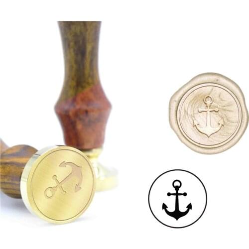 Sea Anchor Wax Seal Stamp Wedding Kit Invitation B116 Custom Wax Stamp Initial Wood Handle DIY Metal