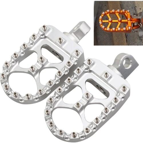 Motorcycle MX Silver Footpeg Footrest Foot Peg Rests Pedal For Harley Dyna Softail Road King Sportster 883 1200 CVO Custom